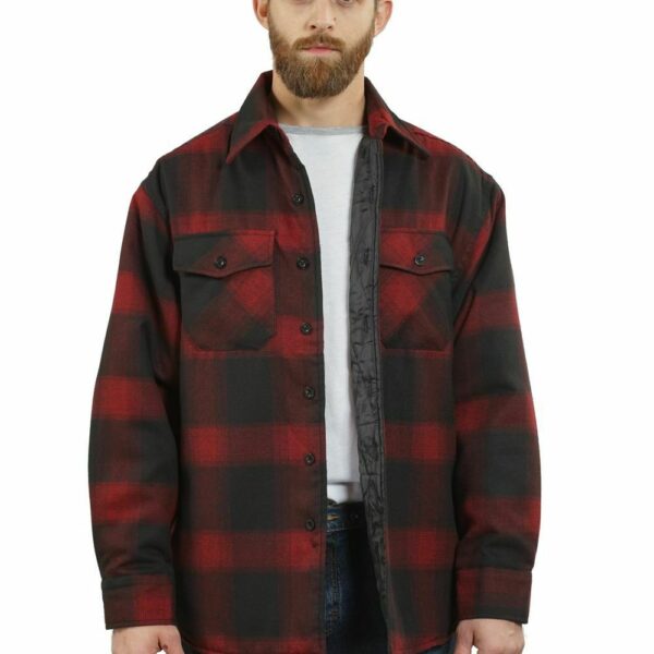 Alternative view of YAGO Men's Plaid Flannel Button Down Casual Shirt Jacket Red/Black/5F (S-5XL)