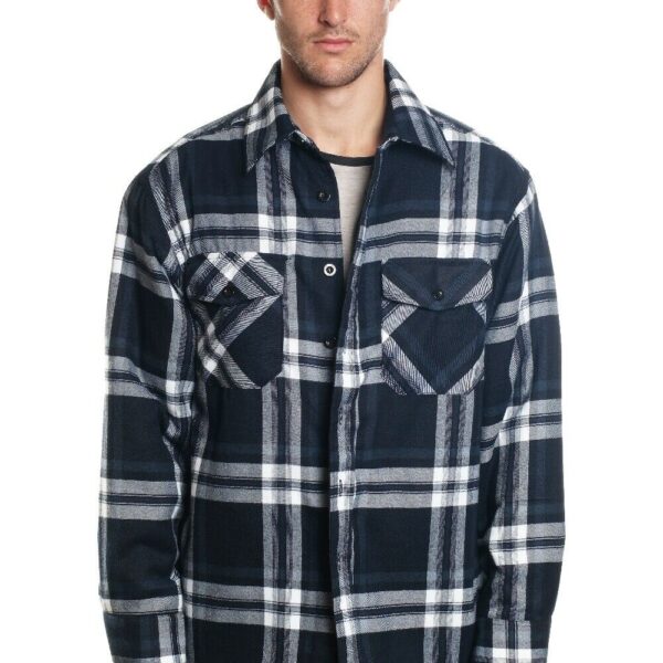 YAGO Men's Plaid Flannel Button Down Casual Shirt Jacket Navy/J2 (S-5XL)