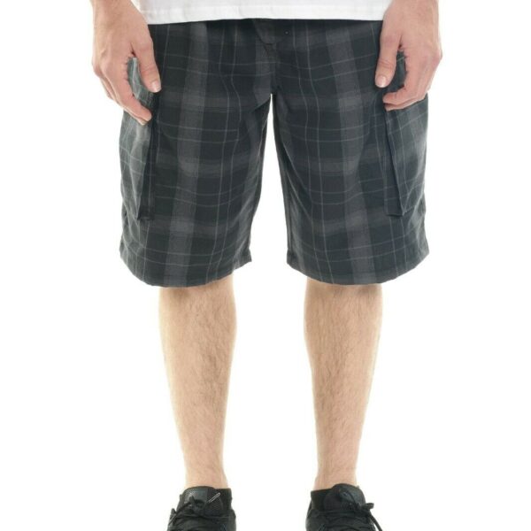 YAGO Men's Elastic Waist Drawstring Relaxed Fit Plaid Cargo Shorts S-5XL GI1