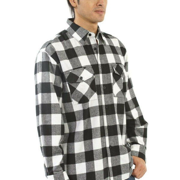Alternative view of YAGO Men's Casual Plaid Flannel Long Sleeve Button Down Shirt White/A-1 (S-5XL)