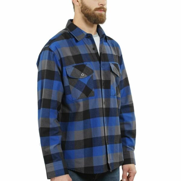 Alternative view of YAGO Men's Casual Plaid Flannel Long Sleeve Button Down Shirt Blue/24E (S-5XL)