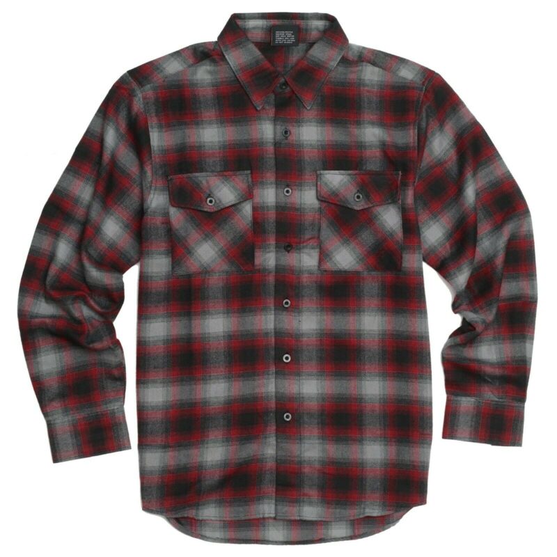 YAGO Men's Casual Plaid Flannel Long Sleeve Button Down Shirt Red/AC7 (S-5XL)