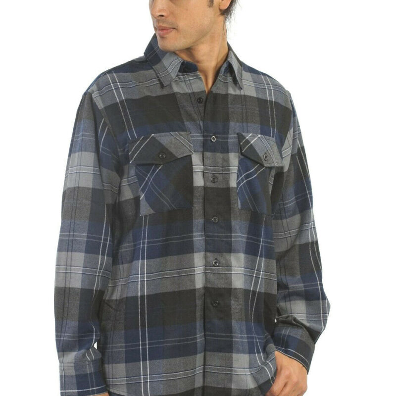 YAGO Men's Casual Plaid Flannel Long Sleeve Button Down Shirt Blue/2E (S-5XL)