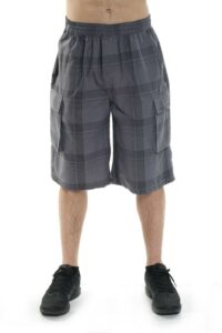 YAGO Men's Elastic Waist Drawstring Relaxed Fit Plaid Cargo Shorts E4, S-5XL