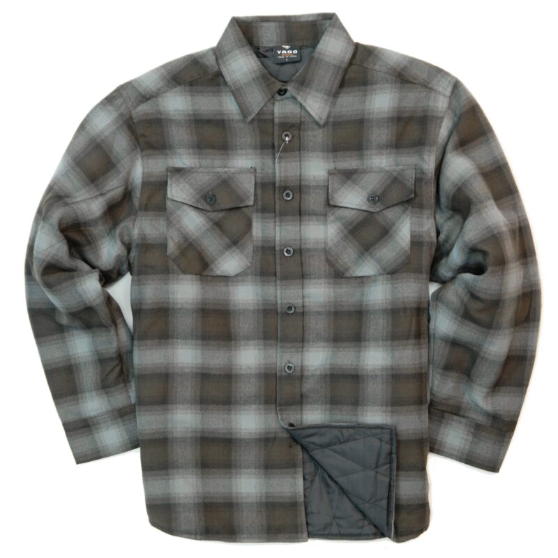 YAGO Men's Plaid Flannel Button Down Casual Shirt Jacket Grey/Brown A22 (S-5XL)