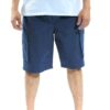 YAGO Men's Elastic Waist Drawstring Relaxed Fit Cargo Shorts Blue Navy I2