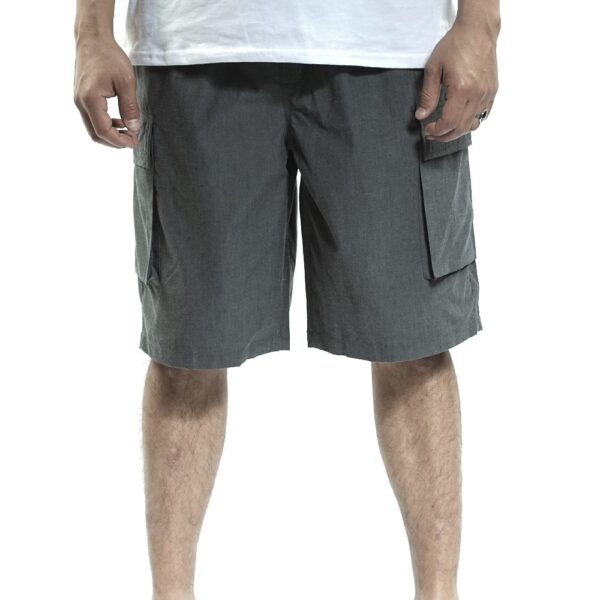 YAGO Men's Elastic Waist Drawstring Relaxed Fit Cargo Shorts Charcoal Gray I3