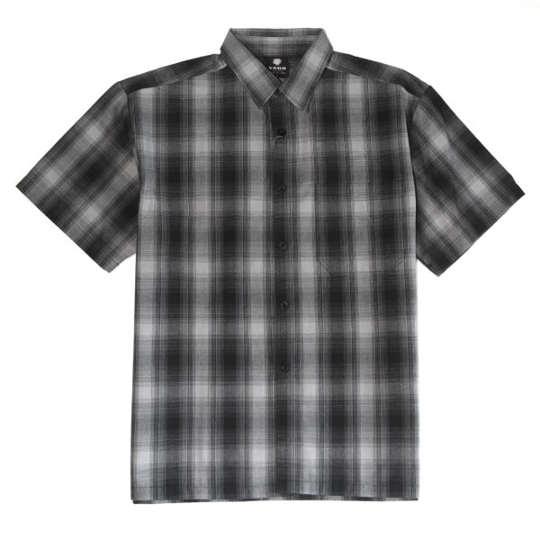 YAGO Men's Casual Plaid Short Sleeve Woven Button Down Shirt Black A3A
