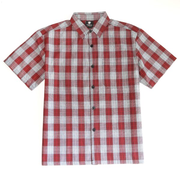 YAGO Men's Casual Plaid Short Sleeve Woven Button Down Shirt Orange H5A