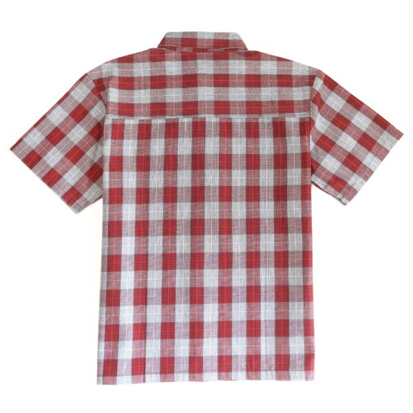 YAGO Men's Casual Plaid Short Sleeve Woven Button Down Shirt Orange H5A - Image 3