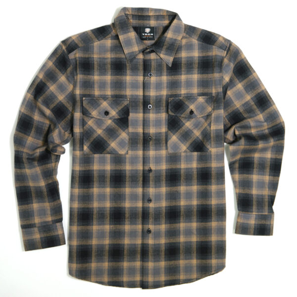 YAGO Men's Casual Plaid Flannel Long Sleeve Heavy Weight Button Down Shirt Khaki/14AB