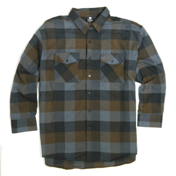 YAGO Men's Casual Plaid Flannel Long Sleeve Button Down Heavy Weight Shirt Brown/22A