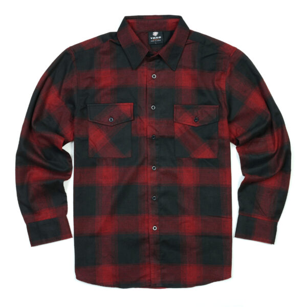 YAGO Men's Casual Plaid Flannel Long Sleeve Button Down Heavy Weight Shirt (Red/Black 5F)