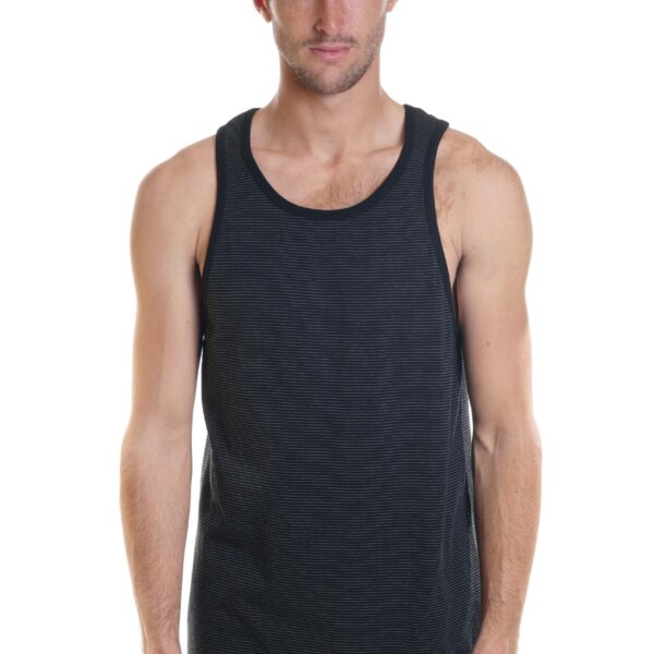 Alternative view of YAGO Men's Casual Striped Tank Top Shirt for Indoor & Outdoor (Gray, EA1)