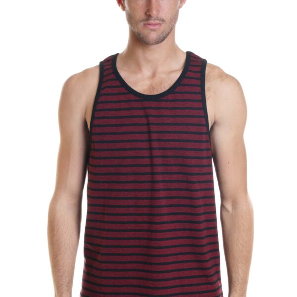 Alternative view of YAGO Men's Casual Striped Tank Top Shirt for Indoor & Outdoor (Red/Black/AB5)