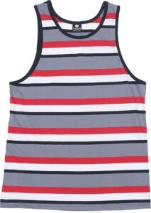 YAGO Men's Casual Striped Tank Top Shirt for Indoor & Outdoor (Red/White/E3BB)