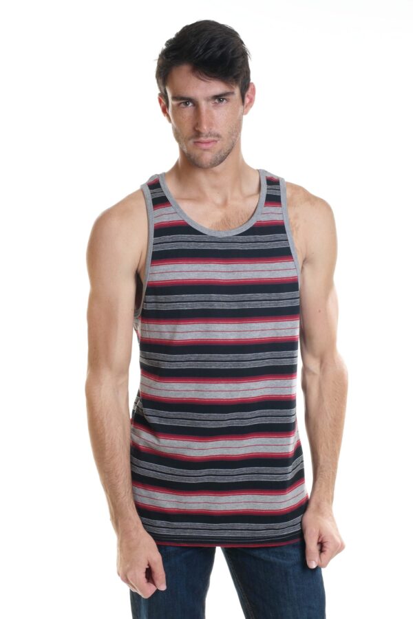 YAGO Men's Casual Striped Tank Top Shirt for Indoor & Outdoor (Red/Grey/GA4) - Image 6