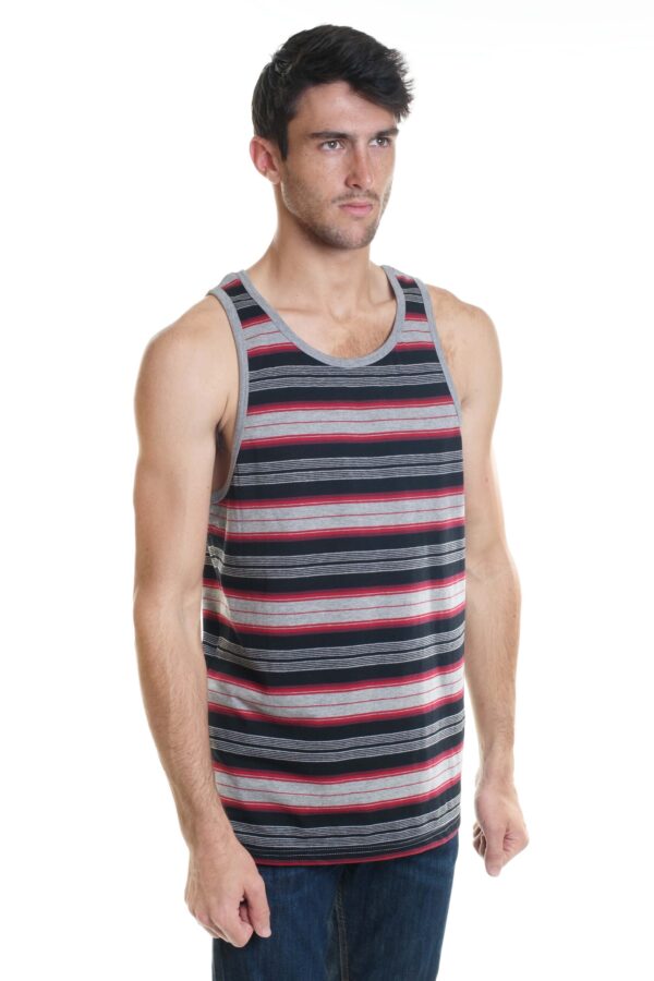 YAGO Men's Casual Striped Tank Top Shirt for Indoor & Outdoor (Red/Grey/GA4) - Image 5