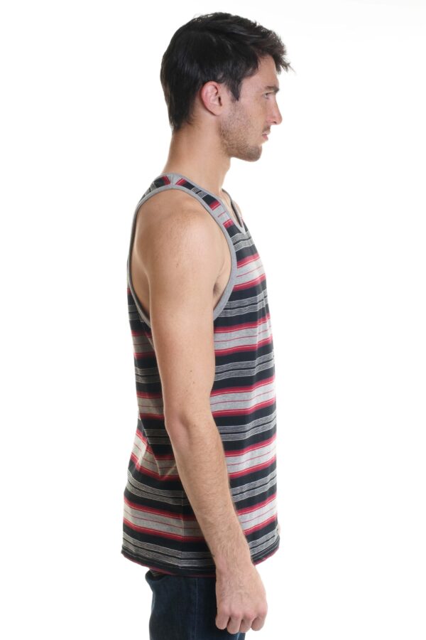 YAGO Men's Casual Striped Tank Top Shirt for Indoor & Outdoor (Red/Grey/GA4) - Image 4