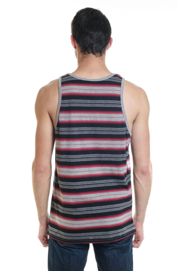 YAGO Men's Casual Striped Tank Top Shirt for Indoor & Outdoor (Red/Grey/GA4) - Image 3