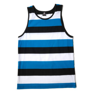 YAGO Men's Casual Striped Tank Top Shirt for Indoor & Outdoor (Black/Blue/Gray, Q45)