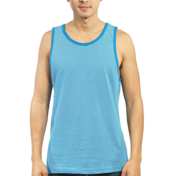 Alternative view of YAGO Men's Casual Striped Tank Top Shirt for Indoor & Outdoor (Blue-UU45J)