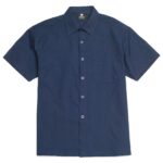 YAGO Men's Casual Plaid Short Sleeve Woven Button Down Shirt Navy Blue I2