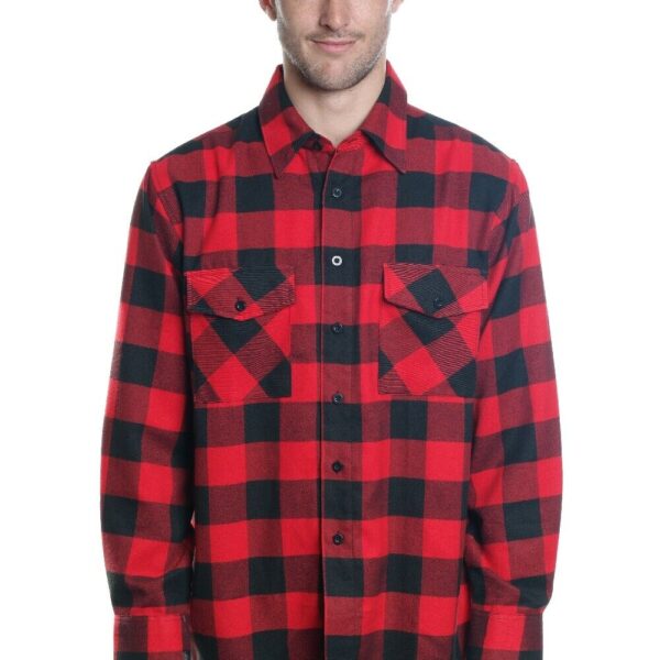 YAGO Men's Casual Plaid Flannel Long Sleeve Button Down Shirt Red/B7 (S-5XL)